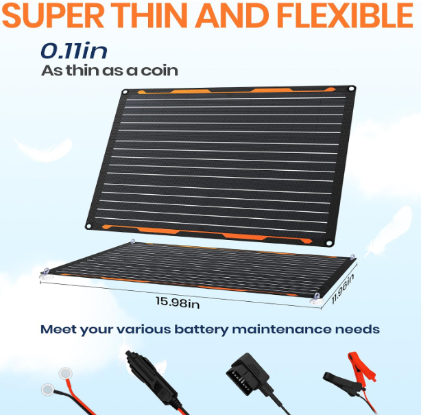 FlexSolar TC20 12V Solar Panel Battery Trickle Charger Maintainer Kits | 20W