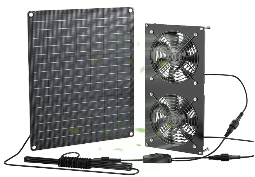 FlexSolar 12W Solar Powered Dual Fan Kit IP65 Waterproof