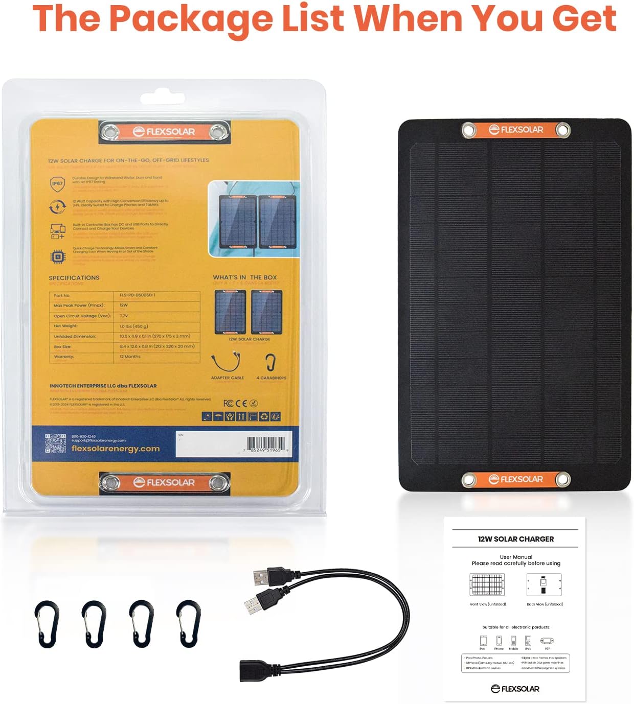 FlexSolar 2-Pack 6W USB Solar Panels for Bicycle & Outdoor Devices | 12W Combined