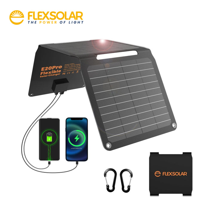 FlexSolar E20PRO Foldable Solar Panel Charger 5V USB-A & USB-C Output | 20W