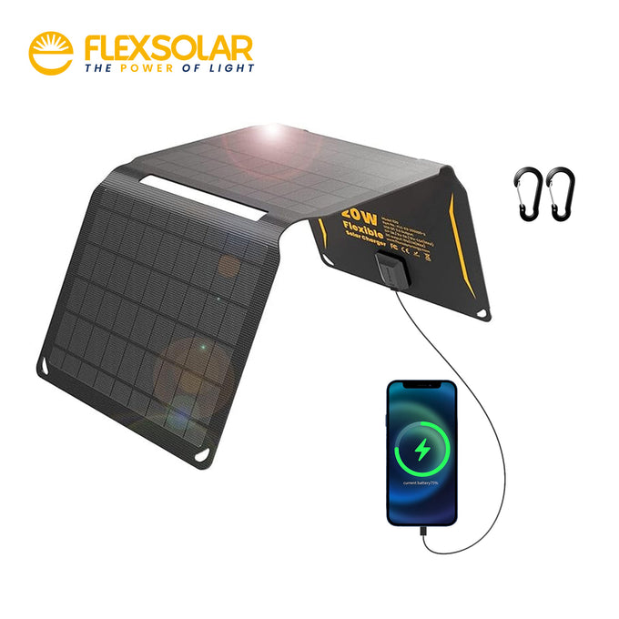 FlexSolar® E20 Portable Solar Phone Charger | 20W