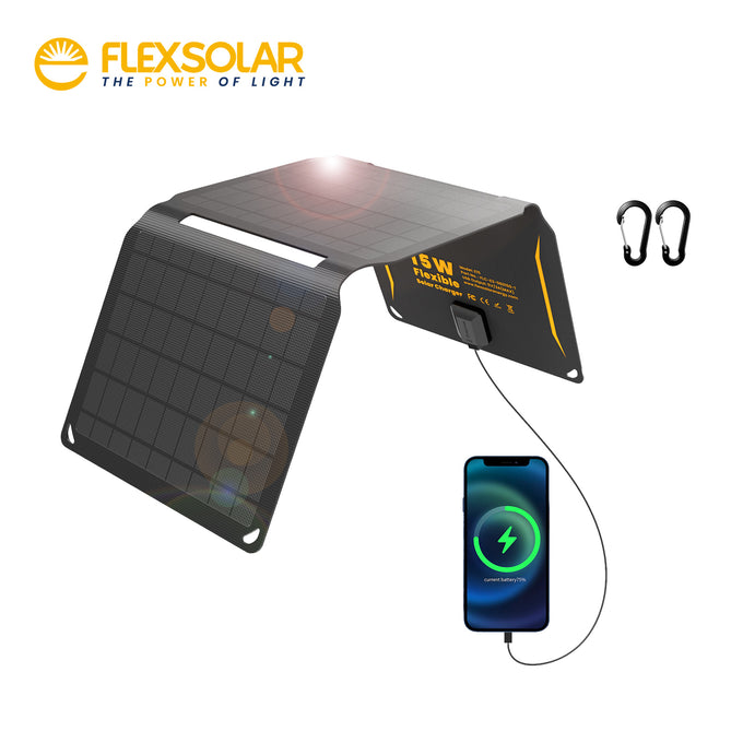 FlexSolar® E15 Portable USB Solar Phone Charger | 15W