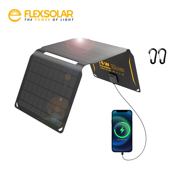 FlexSolar E15 Portable USB Solar Phone Charger | 15W
