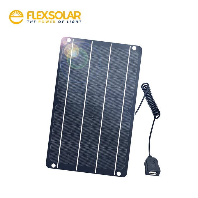 FlexSolar P6W 5V Mini USB Solar Panel for Smart Phone,Small Fans, Monitor, Outdoor Security Camera