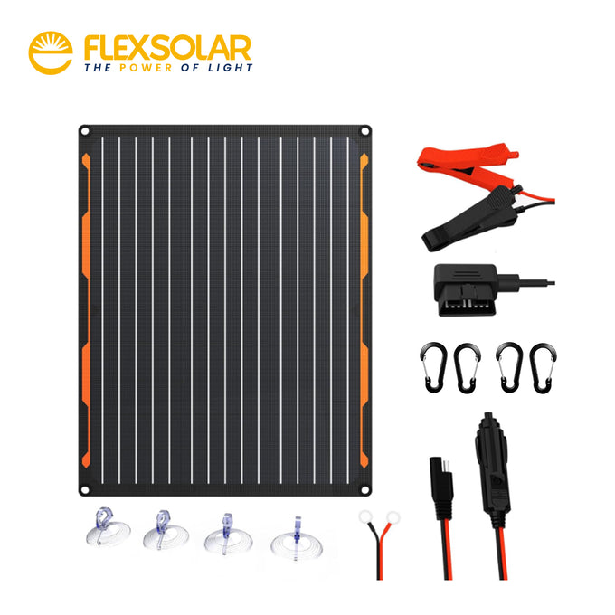 FlexSolar TC20 12V Solar Panel Battery Trickle Charger Maintainer Kits | 20W